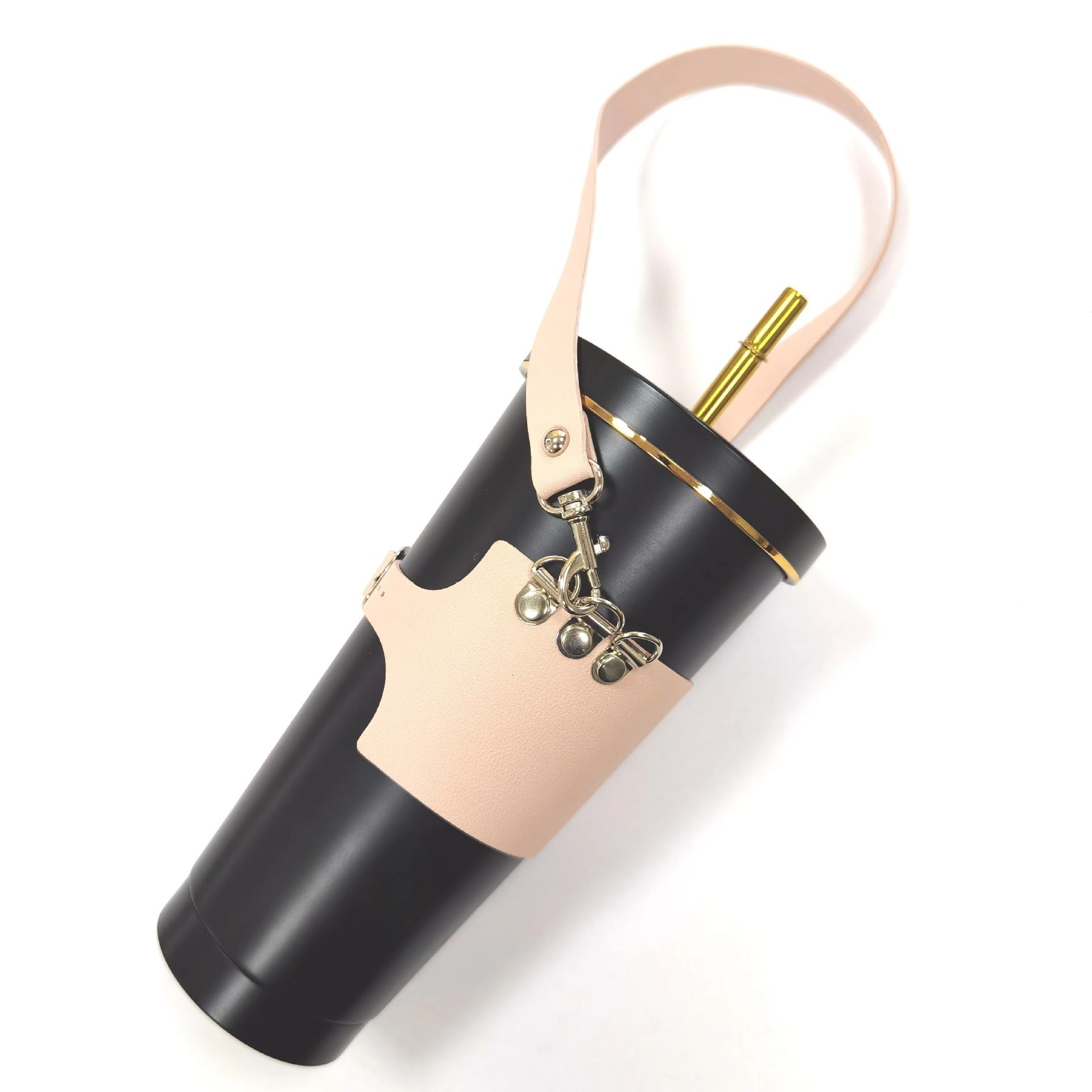 Wholesale Portable Adjustable PU Leather Diameter 75-95mm Insulated Cup Holder